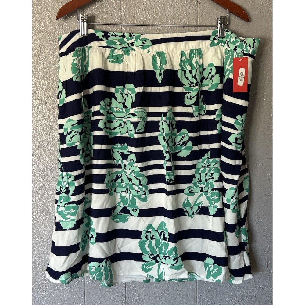 Molly & Isadora Midi Skirt Women's 16 W Pockets Coastal Tropical Lined NWT